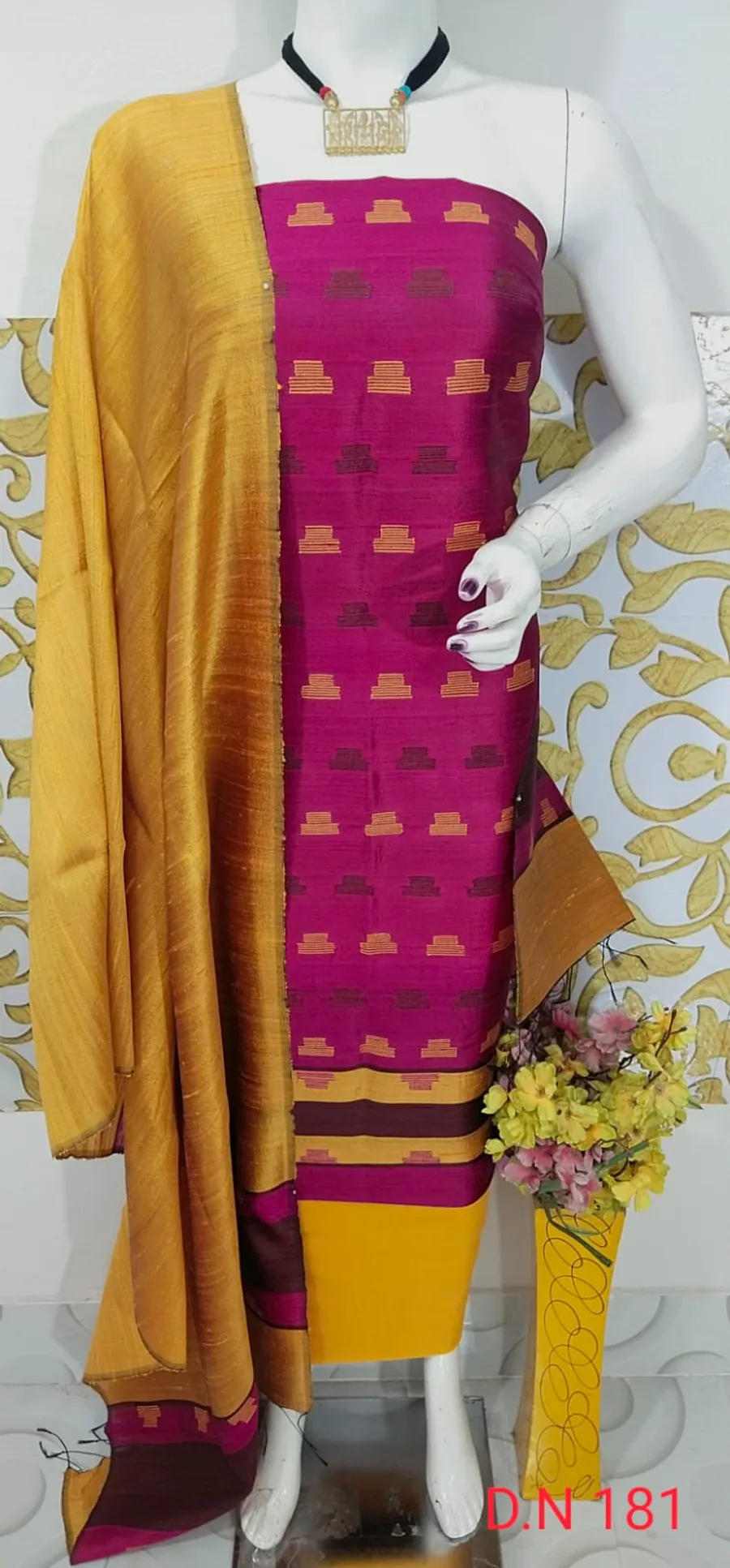 Traditional Tussar Dupion Silk Suit Material for Women